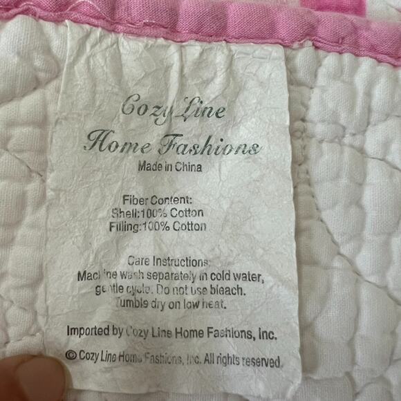 Cozy Line Home Fashions Quilt Twin Bedspread Cotton Pink Floral Reversible - Picture 13 of 15